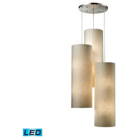 Fabric Cylinder 12 Light Led Pendant In Satin Nickel