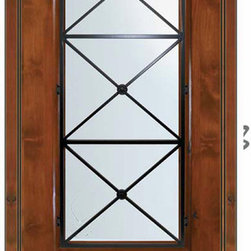 Prehung Single Door 80 Wood Alder Republic 3/4 Lite Wrought Iron - Front Doors