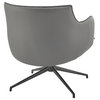 Ronja Swivel Lounge Chair, Gray Leatherette With Black Steel Base Set of 1