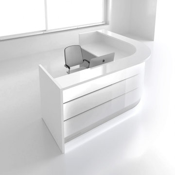 Valde J-Shaped Reception Desk, White by MDD Furniture