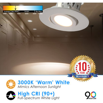 4" LED Adjustable Rotating Downlight 10W, Soft White 3000k, 24-Pack