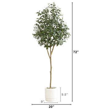 6ft. Artificial Olive Tree with White Decorative Planter