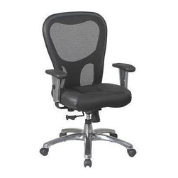 Back Office Chair with Leather and Mesh Seat - Office Chairs