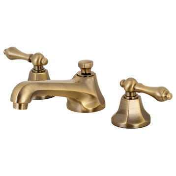Kingston Brass Widespread Bathroom Faucet With Brass Pop-Up, Antique Brass