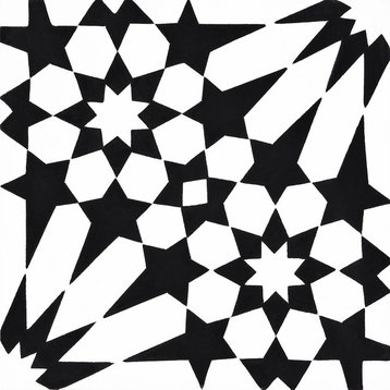 8"x8" Agdal Handmade Cement Tile, Black/White, Set of 12