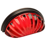 Cosmas - Cabinet Cup Pull, Oil Rubbed Bronze and Red Glass - Manufacturer: Cosmas