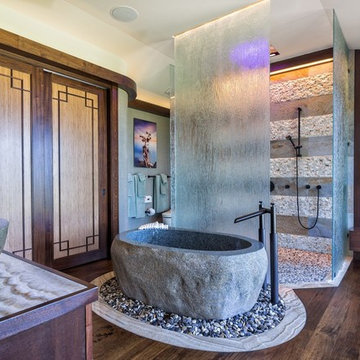 Asian Inspired Retreat in Palm Beach - Custom Bamboo Doors
