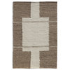 Hand Woven Ivory with Partial Brown Border Wool Rug by Tufty Home, 8x10