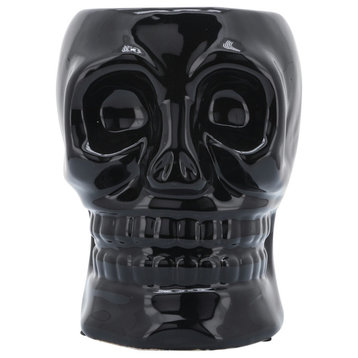 Cer, 6" Skull Vase, Black