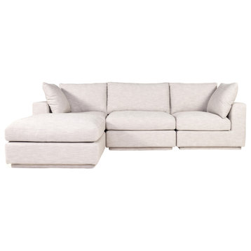 4 PC Set Feather Filled Grey Fabric Modular Scandinavian Sofa