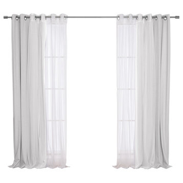 Tulle & Linen Blackout Curtains, Lt. Grey, 52"x84"