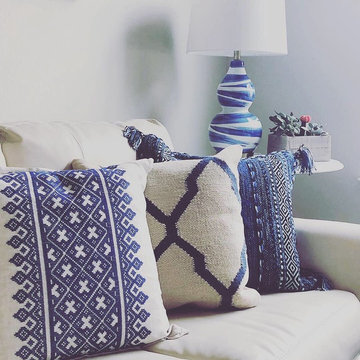 Navy blue and white