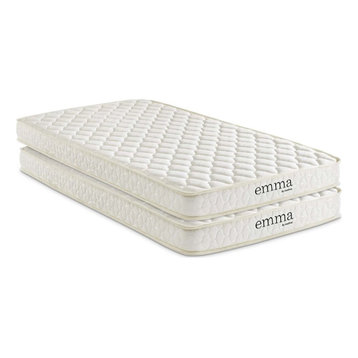 Modway Emma 6" Twin Foam Mattress in White (Set of 2)
