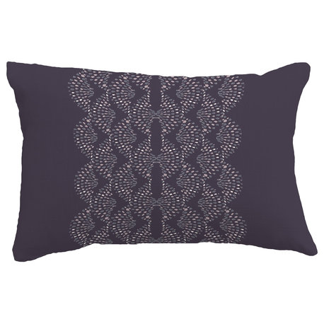 Dotted Focus Geometric Print Throw Pillow With Linen Texture, Purple, 14"x20"