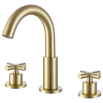 Rbrohant Cross Handle Widespread Bathroom Faucet with 360° Rotation Spout