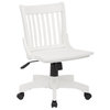 Deluxe Armless Wood Bankers Chair With Wood Seat, White Finish
