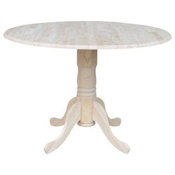 42" Round Dual Drop Leaf Pedestal Table, Unfinished