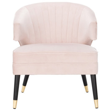 Zena Wingback Arm Chair, Pale Pink/Black