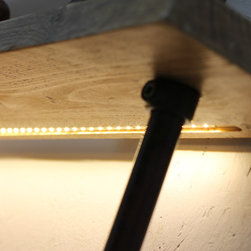 McLeod Reused Scaffolding & Pipe Industrial Desk & LED Lit Shelves with Storage - Display & Wall Shelves
