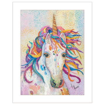 "Dazzle-Unicorn" by Lisa Morales, Framed Print, White Frame