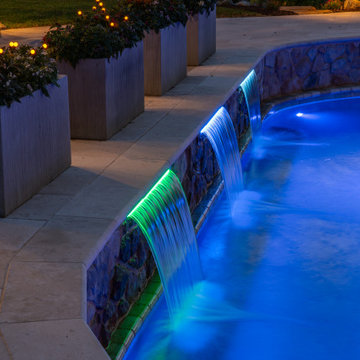 Pool, LED Waterfalls & Pool House