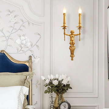 Luxury Wall Lamp in Antique French Style for Living Room, Bedroom