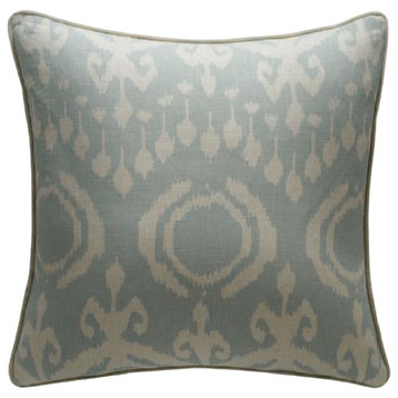 Ikat Cushion with Velvet Piping M | Andrew Martin Volcano, Blue