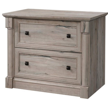 File Cabinet, Wood Construction With 2 Interlocking Drawers, Split Oak Finish