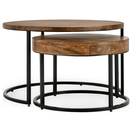 Emma Table Set of 2 Nesting Tables, Natural Brown