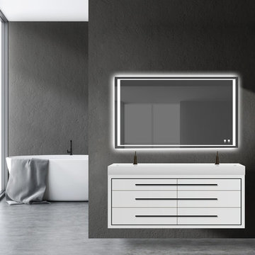 Madeli Villa 72″ in Matte White with Matte Black Handles