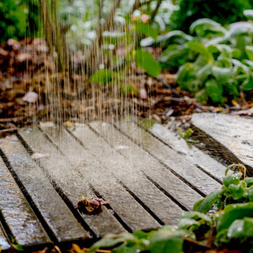 Outdoor Shower Detail with Wood Platform
