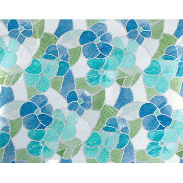 Blue & Green Stained Glass Window Film Set of 2