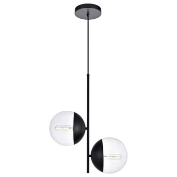 Eclipse 2-Light Pendant, Black And Clear