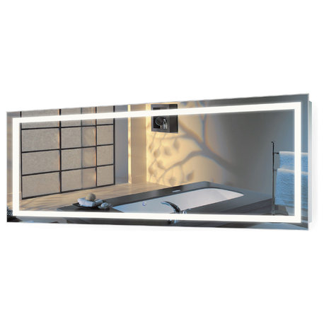 Large LED Lighted Bathroom Mirror With Defogger and Dimmer, 72"x30"