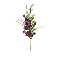 Shea's Wildflower - Daisy Berry Spray, 39", Purple - Wreaths And Garlands