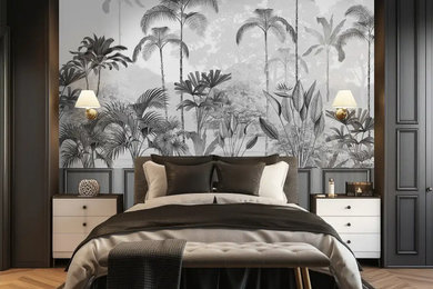 Kaira, Nature Theme Wallpaper for Rooms, Black & White, Customised