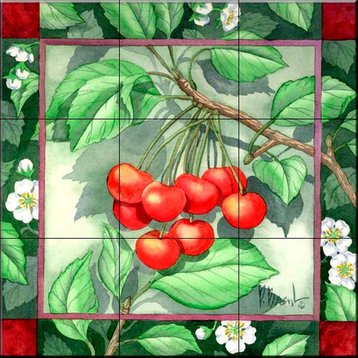Tile Mural, Cherries by Paul Brent