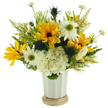 Hydrangea, Daisy and Rudbeckia Floral Arrangement
