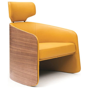 Mea Accent Chair, Top Grain, Yellow Leather