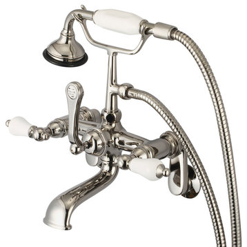 Vintage Classic Wall Mount Tub Faucet With Handshower, Polished Nickel Pvd Finis