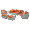 Cannes 8-Piece Sunbrella Outdoor Patio Sofa and Club Chair Seating Set, Orange