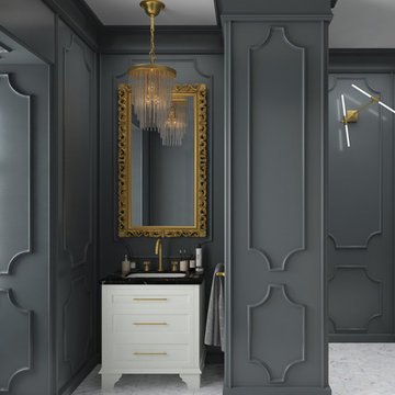 Dramatic Traditional Powder Room