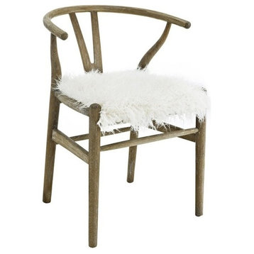 Linon Layla Wishbone Wood Chair in Brown