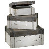 Alder Boxes, Set of 3, Distressed White And Gray, Wood, 10.5"W (2471 176P7)