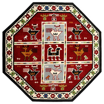 Red Traditions Tribal 6'x6' Octagon Rug