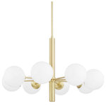 Mitzi by Hudson Valley Lighting - Stella 8-Light Chandelier, Aged Brass Finish, Opal Shiny Glass - Globe lighting that's truly global. This go-anywhere, frosted-glass orb design brings a simple sophistication to any room in the house.