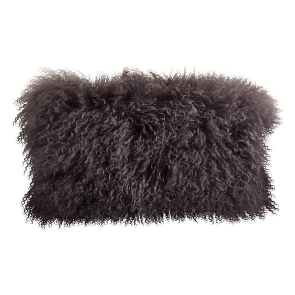 Saro Lifestyle Mongolian Lamb Fur Poly Lamb Fur Pillow Blue Pillows & Throws