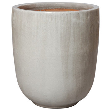 27" Round Gray Ceramic Planter