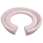 Meridian Furniture - Infinity Channel Tufted Velvet Modular Chair, Pink, 12 Piece - Create a seating group that works for every possible situation with this Infinity 12-piece sectional and other pieces in the Infinity collection. Upholstered in soft pink velvet material that feels great against the skin and offers long-wearing beauty, this piece fits with other Infinity items for an infinite number of combinations that get your seating requirements just right but that look just as nice when used on their own.