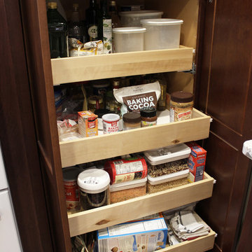 Transitional Cherry Kitchen with Great Organizational Storage and Coat Rack